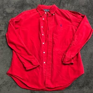 Long Sleeve button down dress shirt. Ralph Lauren Polo brand and size L. Red